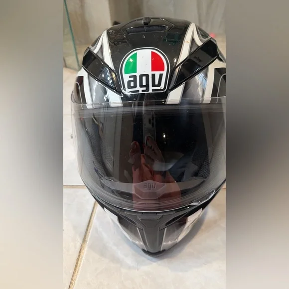 Motorcycle Helmet Black and Silver Motorcycle Helmet